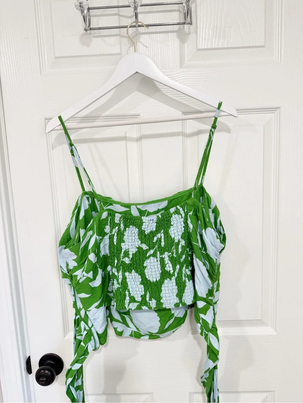 NEW Kate Spade x Target Linen Ruched Bow Cami Top Green Floral Plus Size 2X